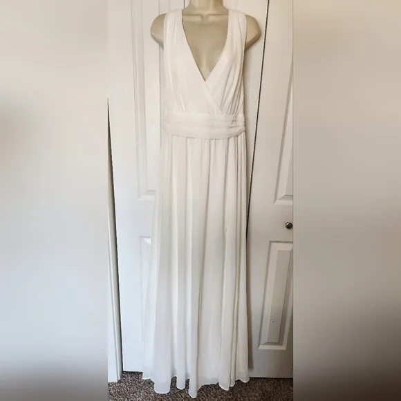 Lulus heavenly hues white long maxi dress formal wedding nwot dress size 2x - Picture 5 of 9